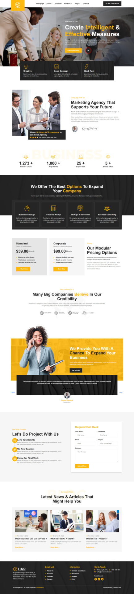 Responsive WordPress website design mockup